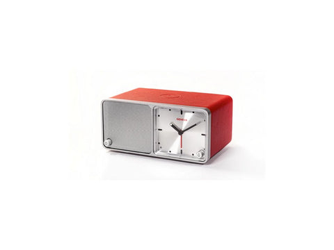 TIME Bluetooth Speaker Analog Alarm Clock with Charging Station Red