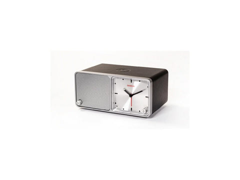 TIME Bluetooth Speaker Analog Alarm Clock with Charging Station Black