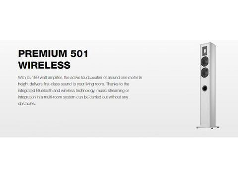 Premium 501 Wireless Floorstanding Speaker Pair Silver