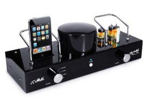 Audio-Technica LP60X Turntable + Fatman iTube Carbon MK2 Valve Amplifier Dock + Speakers Black