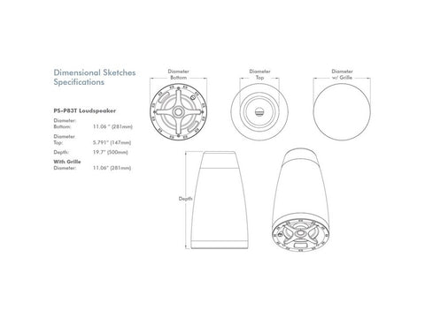 PS-P83T 8" Pendant Speaker Professional Series White (Paintable)