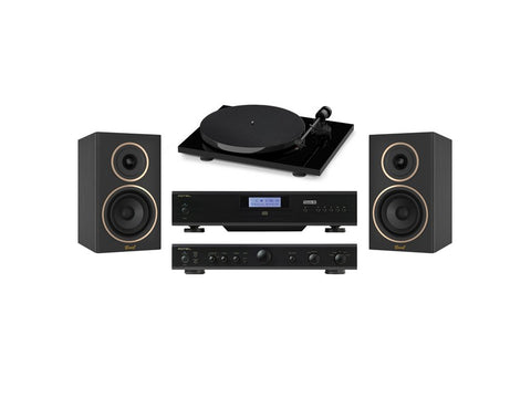 Pro-Ject Rotel Gelati Groove Pack Turntable + CD Player + Amplifier + Speakers + Cable Black