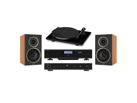 Pro-Ject Rotel Gelati Groove Pack Turntable + CD Player + Amplifier + Speakers + Cable Walnut