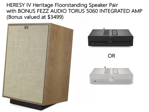 HERESY IV Heritage Floorstanding Speaker Pair Oak + BONUS FEZZ AUDIO TORUS 5060 INTEGRATED AMP