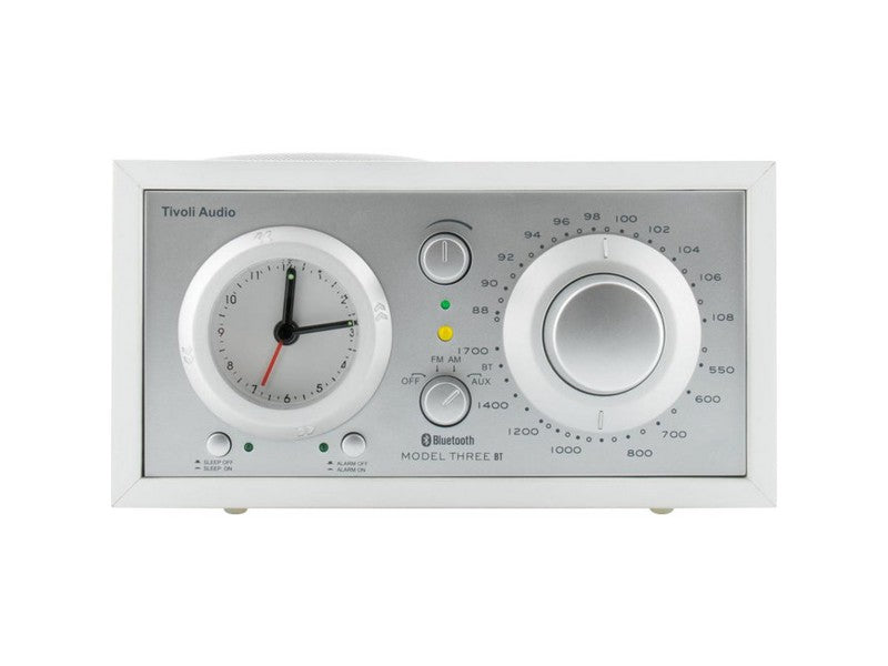 Model Three BT Clock Radio with USB Silver White