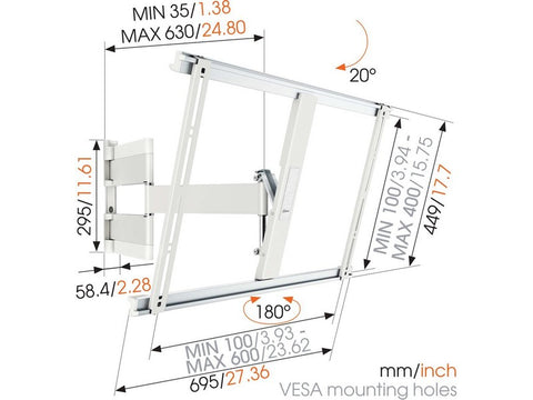 THIN 545 Extra Thin Full-Motion TV Wall Mount White